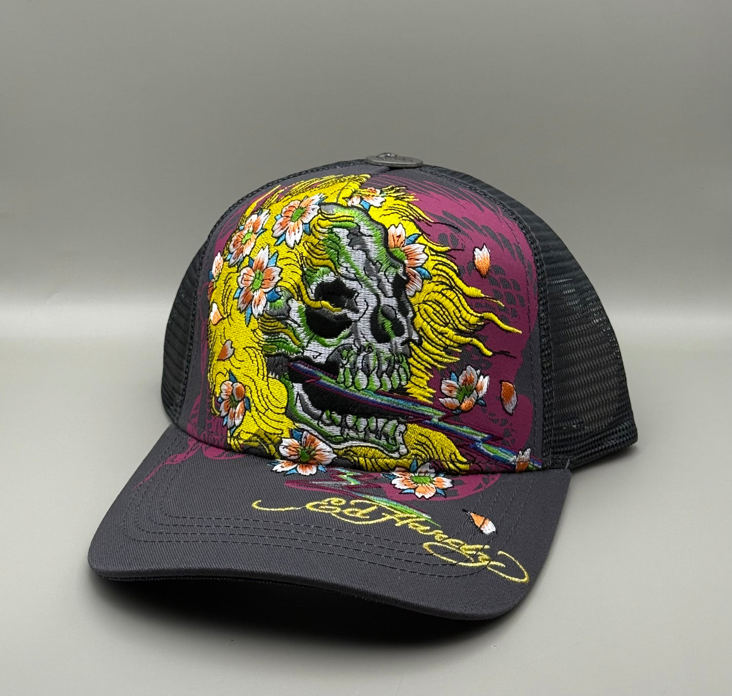 Ed Hardy スカル フローラル トラッカーキャップ Y2K