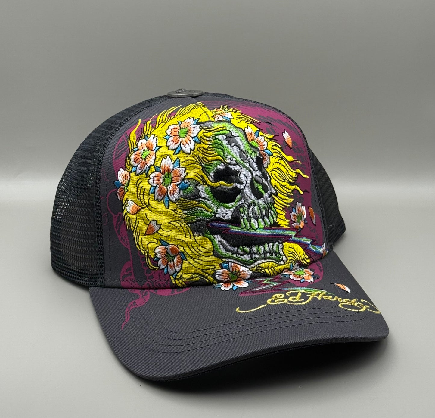 Ed Hardy スカル フローラル トラッカーキャップ Y2K